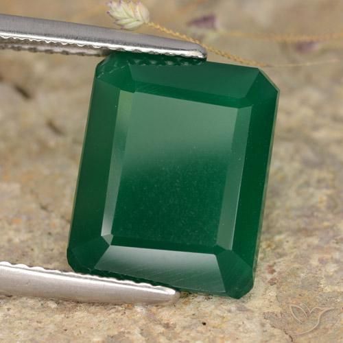 Agate Vert jaunâtre naturelle Octogone / coupe Émeraude, 5.06 ct, Translucide
