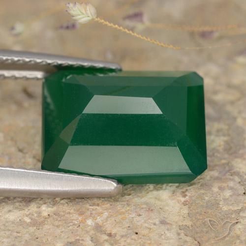 Agate Vert jaunâtre naturelle Octogone / coupe Émeraude, 5.06 ct, Translucide