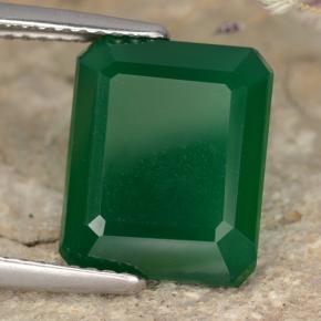 Agate vert naturelle taille émeraude, 5,21 ct, translucide