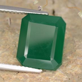 Agate vert naturelle taille émeraude, 5,28 ct, translucide