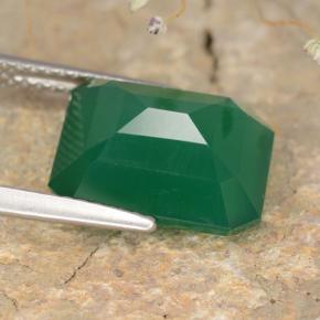 Agate vert naturelle taille émeraude, 5,28 ct, translucide