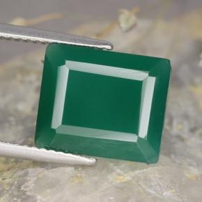Agate vert naturelle taille émeraude, 4,89 ct, translucide