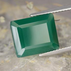 Agate vert naturelle taille émeraude, 4,89 ct, translucide