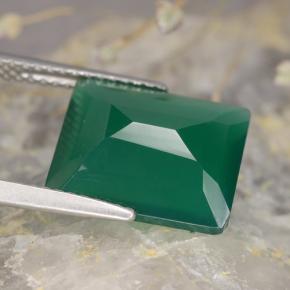 Agate vert naturelle taille émeraude, 4,89 ct, translucide