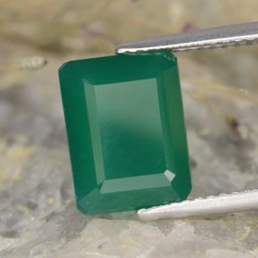Agate vert naturelle taille émeraude, 3,73 ct, translucide