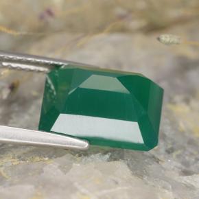 Agate vert naturelle taille émeraude, 3,73 ct, translucide