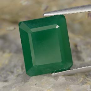 Agate vert naturelle taille émeraude, 5,13 ct, translucide