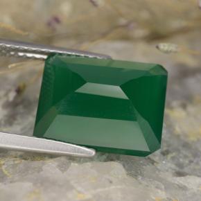 Agate vert naturelle taille émeraude, 5,13 ct, translucide