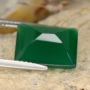 Agate vert naturelle taille émeraude, 4,79 ct, translucide