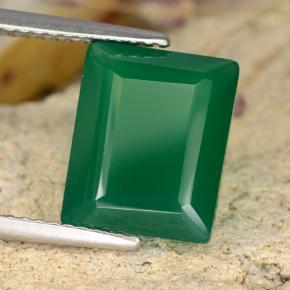Agate Vert naturelle Taille émeraude, 4.07 ct, Translucide