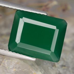 Agate Vert moyen naturelle Taille émeraude, 4.23 ct, Translucide
