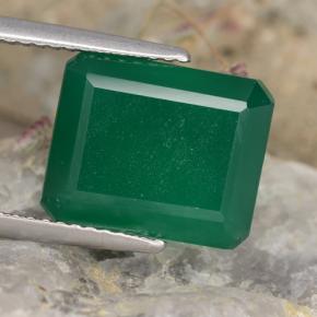 Agate vert naturelle taille émeraude, 5,11 ct, translucide