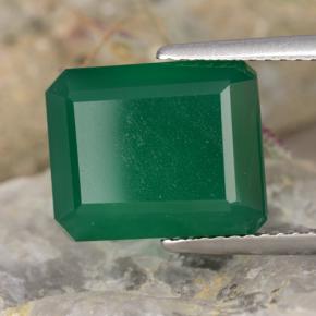 Agate vert naturelle taille émeraude, 5,11 ct, translucide