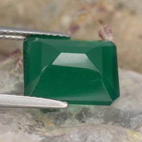 Agate vert naturelle taille émeraude, 5,11 ct, translucide