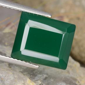 Agate vert naturelle taille émeraude, 5,54 ct, translucide