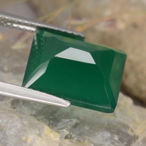 Agate vert naturelle taille émeraude, 5,54 ct, translucide