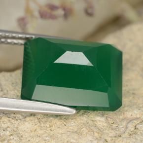 Agate Vert jaunâtre naturelle Octogone / coupe Émeraude, 5.44 ct, Translucide