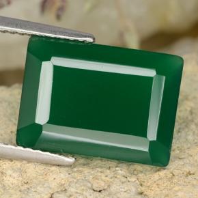 Agate vert naturelle taille émeraude, 6,38 ct, translucide