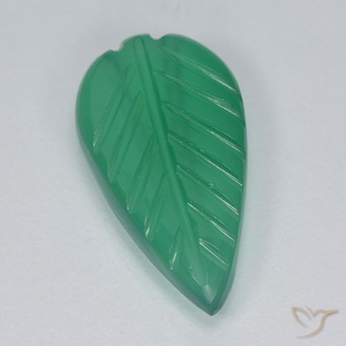 3.09ct Naturel Vert moyen Agate, Taille Fleur, Translucide