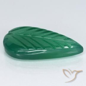 Agate Vert profond moyen naturelle Taille Fleur, 3.82 ct, Translucide