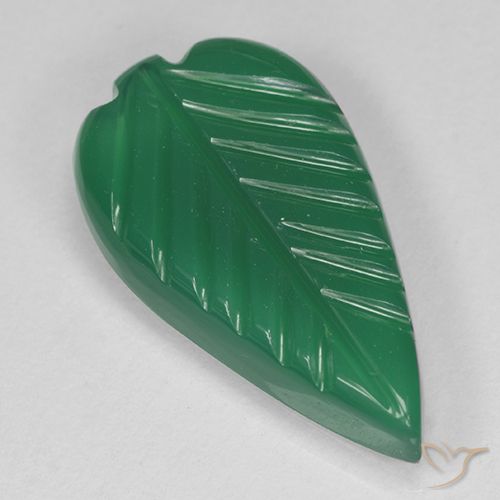 4.01ct Naturel Vert moyen Agate, Taille Fleur, Translucide
