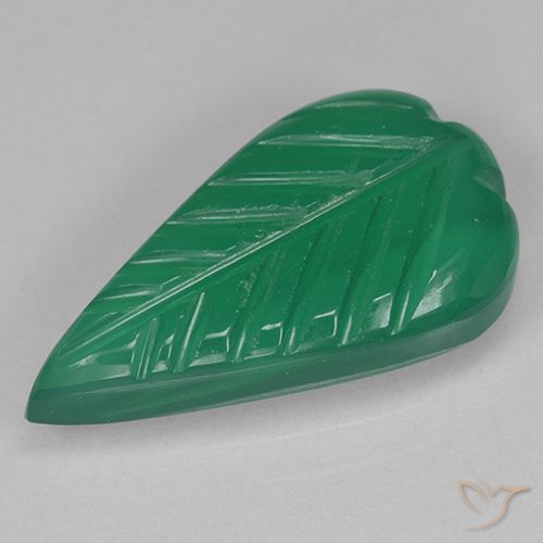 2.57ct Naturel Vert moyen Agate, Taille Fleur, Translucide