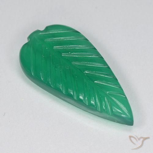 Agate Vert chaud naturelle Taille Fleur, 3.13 ct, Translucide