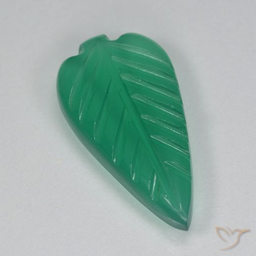 2.83ct Naturel Vert moyen Agate, Taille Fleur, Translucide