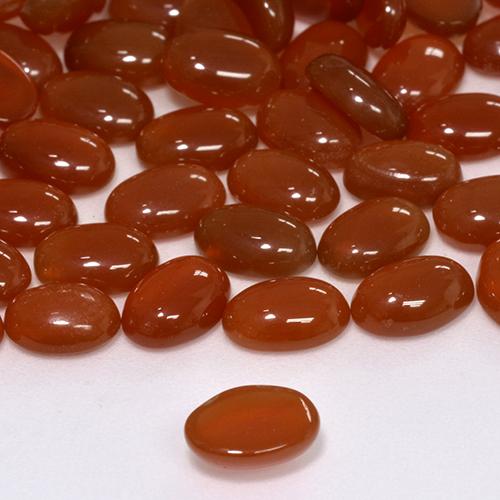 Agate Rouge feu naturelle ovale, 0.65 ct, Translucide