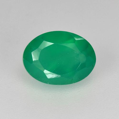 Agate Vert chaud naturelle Coupe ovale, 1.01 ct, Translucide