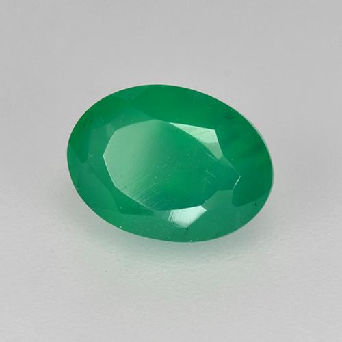 Agate Vert chaud naturelle Coupe ovale, 1.01 ct, Translucide