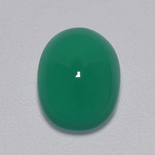 Agate vert naturelle coupe ovale, 3,39 ct, translucide