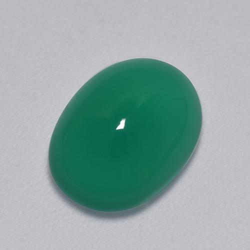 Agate vert naturelle coupe ovale, 3,39 ct, translucide