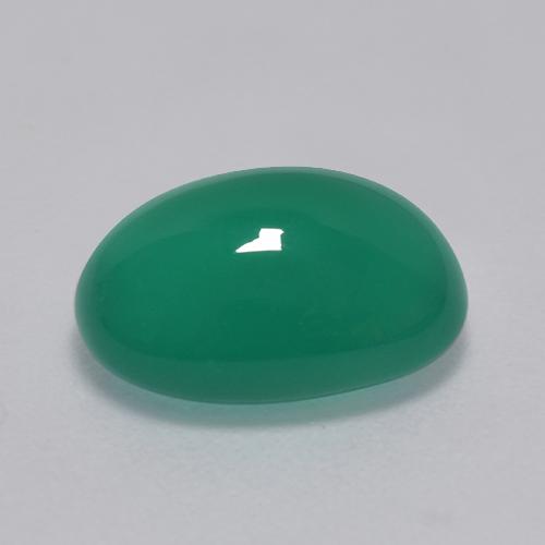 Agate vert naturelle coupe ovale, 3,39 ct, translucide