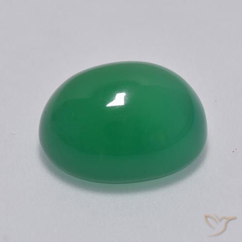Agate Vert moyen naturelle ovale, 8.01 ct, Translucide