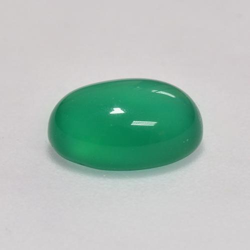 Agate vert naturelle coupe ovale, 1,23 ct, transparent