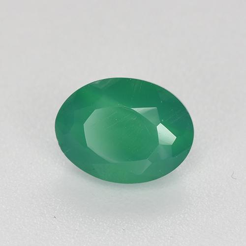 Agate Vert chaud naturelle Coupe ovale, 0.88 ct, Translucide