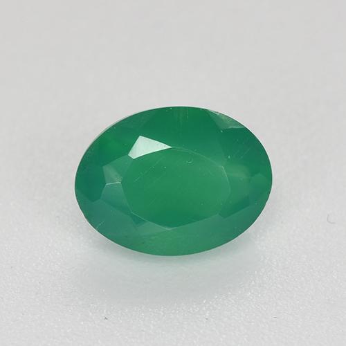 Agate Vert chaud naturelle Coupe ovale, 0.88 ct, Translucide