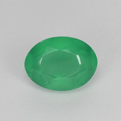 Agate Vert trèfle naturelle Coupe ovale, 1.08 ct, Translucide