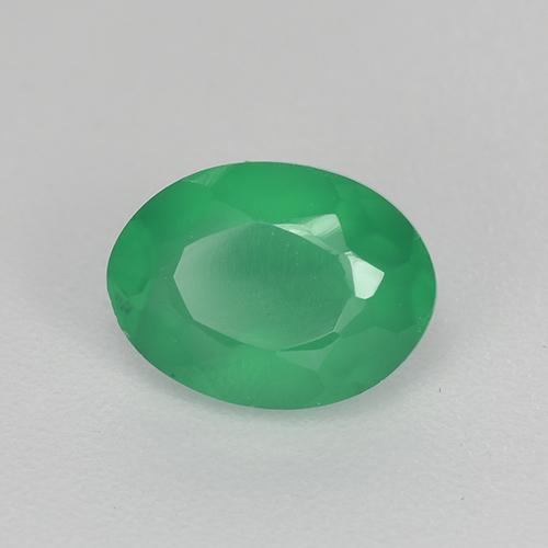 Agate Vert trèfle naturelle Coupe ovale, 1.08 ct, Translucide