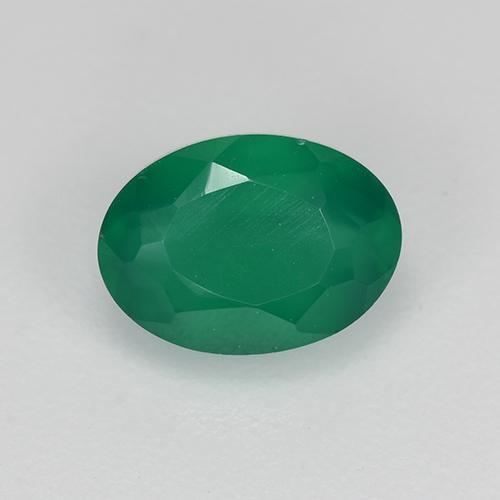 Agate vert naturelle coupe ovale, 0,98 ct, translucide