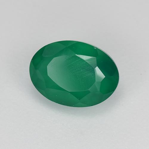 Agate vert naturelle coupe ovale, 0,98 ct, translucide