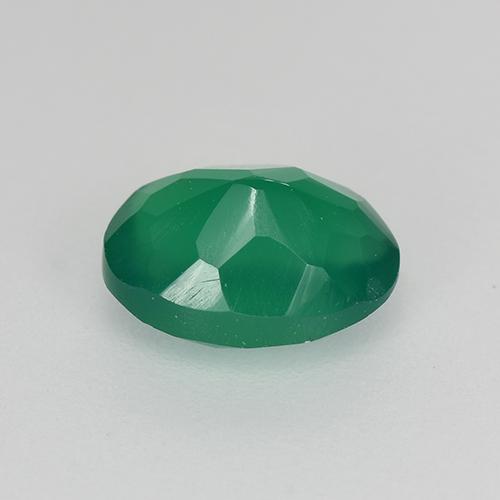 Agate vert naturelle coupe ovale, 0,98 ct, translucide