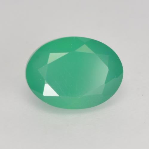Agate vert naturelle coupe ovale, 1,37 ct, translucide