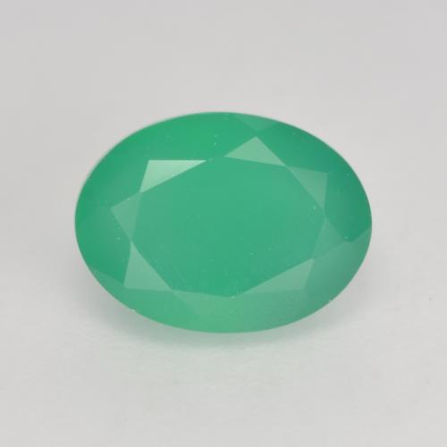 Agate vert naturelle coupe ovale, 1,37 ct, translucide