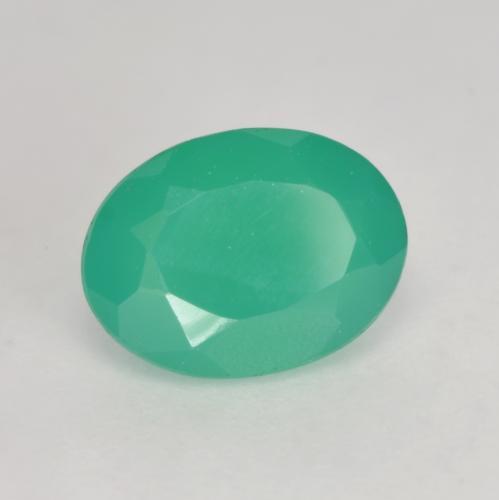 Agate Vert clair naturelle Coupe ovale, 1.09 ct, Translucide
