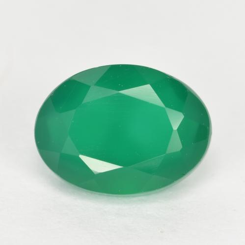 Agate vert naturelle coupe ovale, 1,32 ct, translucide