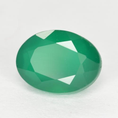 Agate vert naturelle coupe ovale, 1,32 ct, translucide