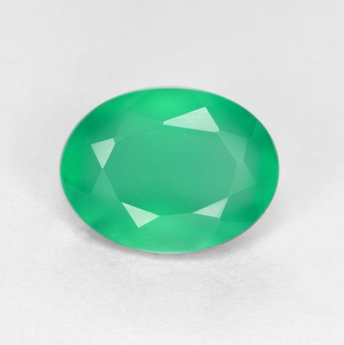 Agate vert naturelle coupe ovale, 1,12 ct, translucide