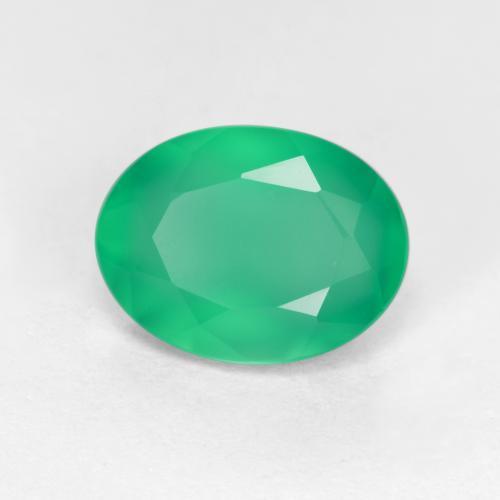 Agate vert naturelle coupe ovale, 1,12 ct, translucide